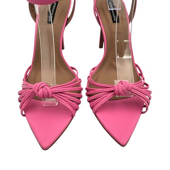 BcbgMaxazria Delia Bubblegum Pink Leather Multi Strap Ankle Pointed Open Sandals - Picture 3 of 10